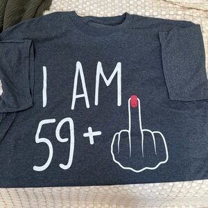 For the 60 year old! Gray Graphic Long Sleeve Shirt
Never worn